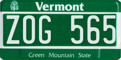 VT license plate ZOG565