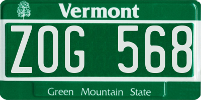 VT license plate ZOG568