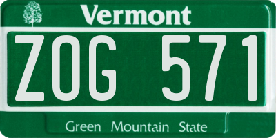 VT license plate ZOG571