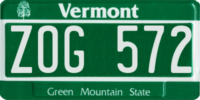 VT license plate ZOG572