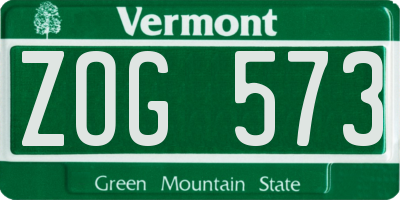 VT license plate ZOG573