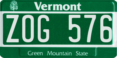 VT license plate ZOG576