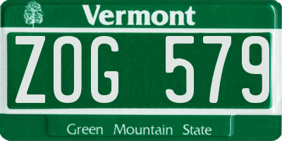 VT license plate ZOG579