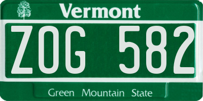 VT license plate ZOG582