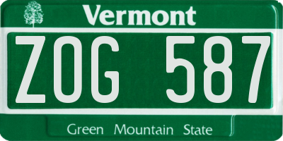 VT license plate ZOG587
