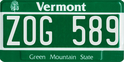 VT license plate ZOG589