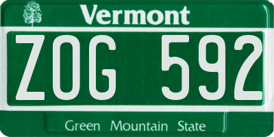 VT license plate ZOG592