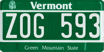 VT license plate ZOG593