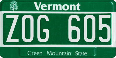 VT license plate ZOG605
