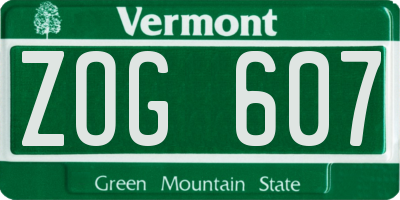 VT license plate ZOG607