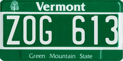 VT license plate ZOG613