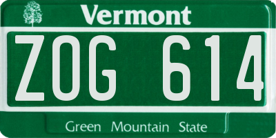 VT license plate ZOG614
