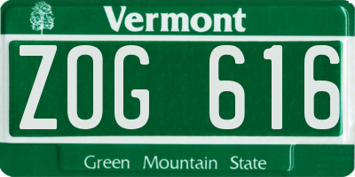 VT license plate ZOG616