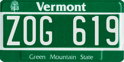 VT license plate ZOG619