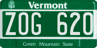 VT license plate ZOG620