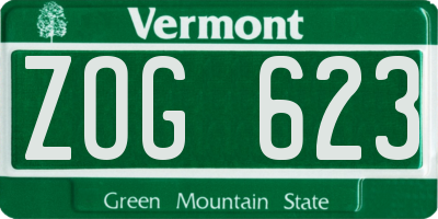 VT license plate ZOG623