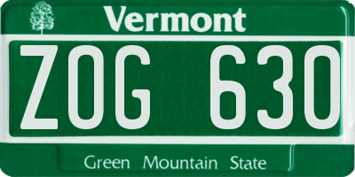 VT license plate ZOG630