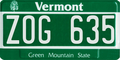 VT license plate ZOG635