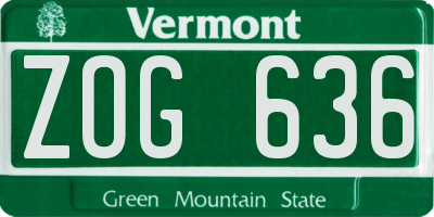 VT license plate ZOG636