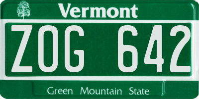 VT license plate ZOG642