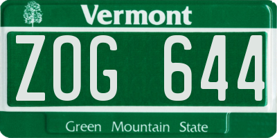 VT license plate ZOG644