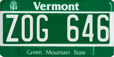 VT license plate ZOG646