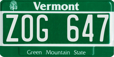 VT license plate ZOG647