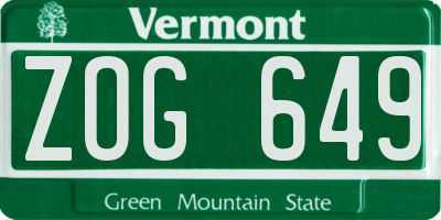 VT license plate ZOG649