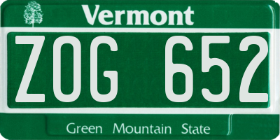 VT license plate ZOG652