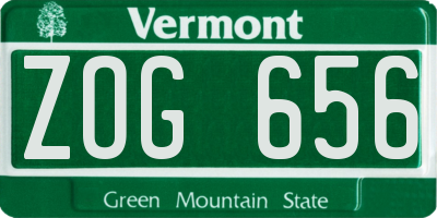 VT license plate ZOG656
