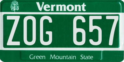 VT license plate ZOG657