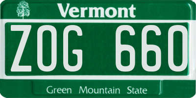 VT license plate ZOG660