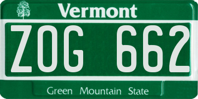 VT license plate ZOG662