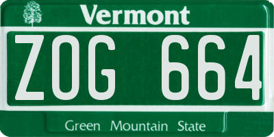 VT license plate ZOG664
