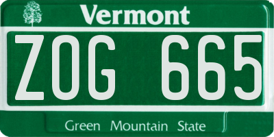 VT license plate ZOG665