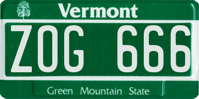 VT license plate ZOG666