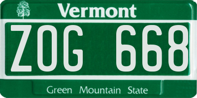 VT license plate ZOG668