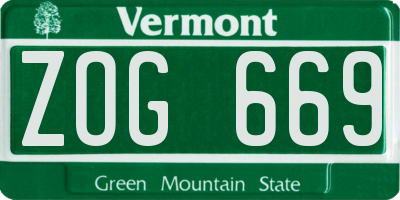 VT license plate ZOG669