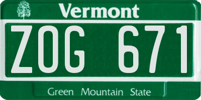 VT license plate ZOG671
