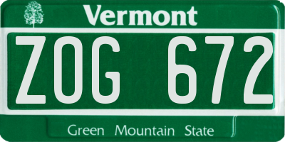 VT license plate ZOG672
