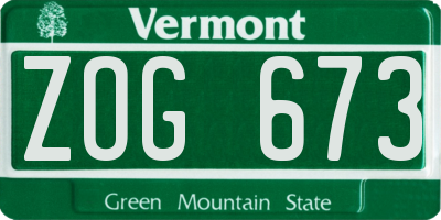 VT license plate ZOG673