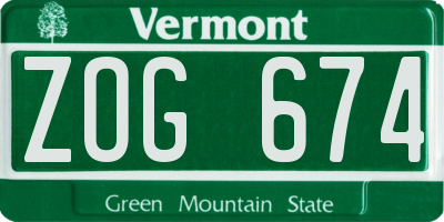 VT license plate ZOG674