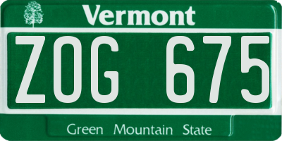 VT license plate ZOG675