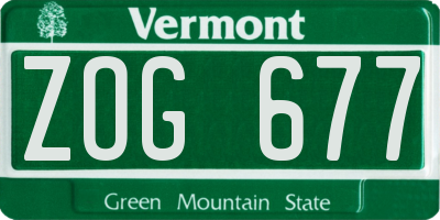 VT license plate ZOG677