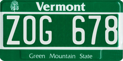 VT license plate ZOG678