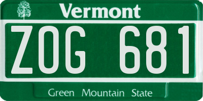VT license plate ZOG681