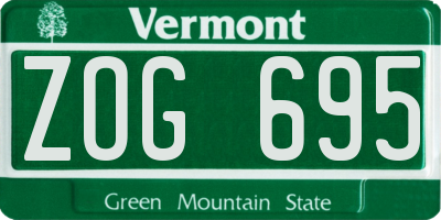 VT license plate ZOG695