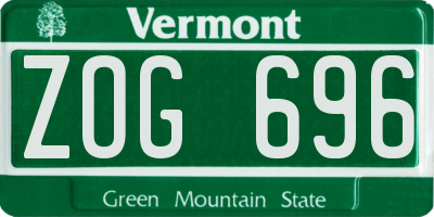 VT license plate ZOG696