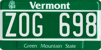 VT license plate ZOG698