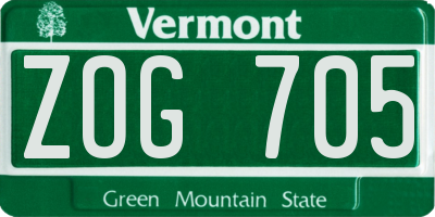 VT license plate ZOG705